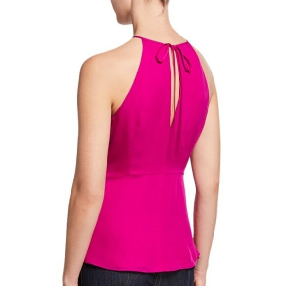 Cinq a Sept 'Bailey' Tie-Front Sleeveless Silk Top, Fuschia - Picture 2 of 3